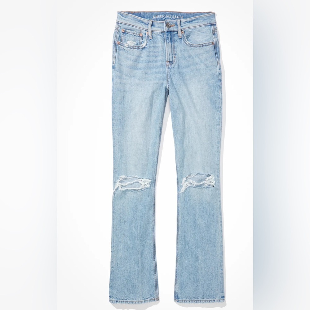 American Eagle 90’s bootcut distressed knees light wash comfort waist jeans 2reg - Picture 4 of 12